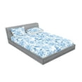 thumbnail image 2 of Chrysanthemum Fitted Sheet & Pillow Sham Set, Romantic Winter Colors Floral Drawings with Neutral Leaves Art, Decorative Printed 3 Piece Bedding Decor, Calking, Pale Azure Blue Pale Blue, by Ambesonne, 2 of 2