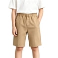thumbnail image 2 of School Uniform Shorts for Boys Elastic Waist Chino Shorts Wrinkle Resistant Twill Shorts for Summer Wedding Party Wear Khaki, 2 of 9
