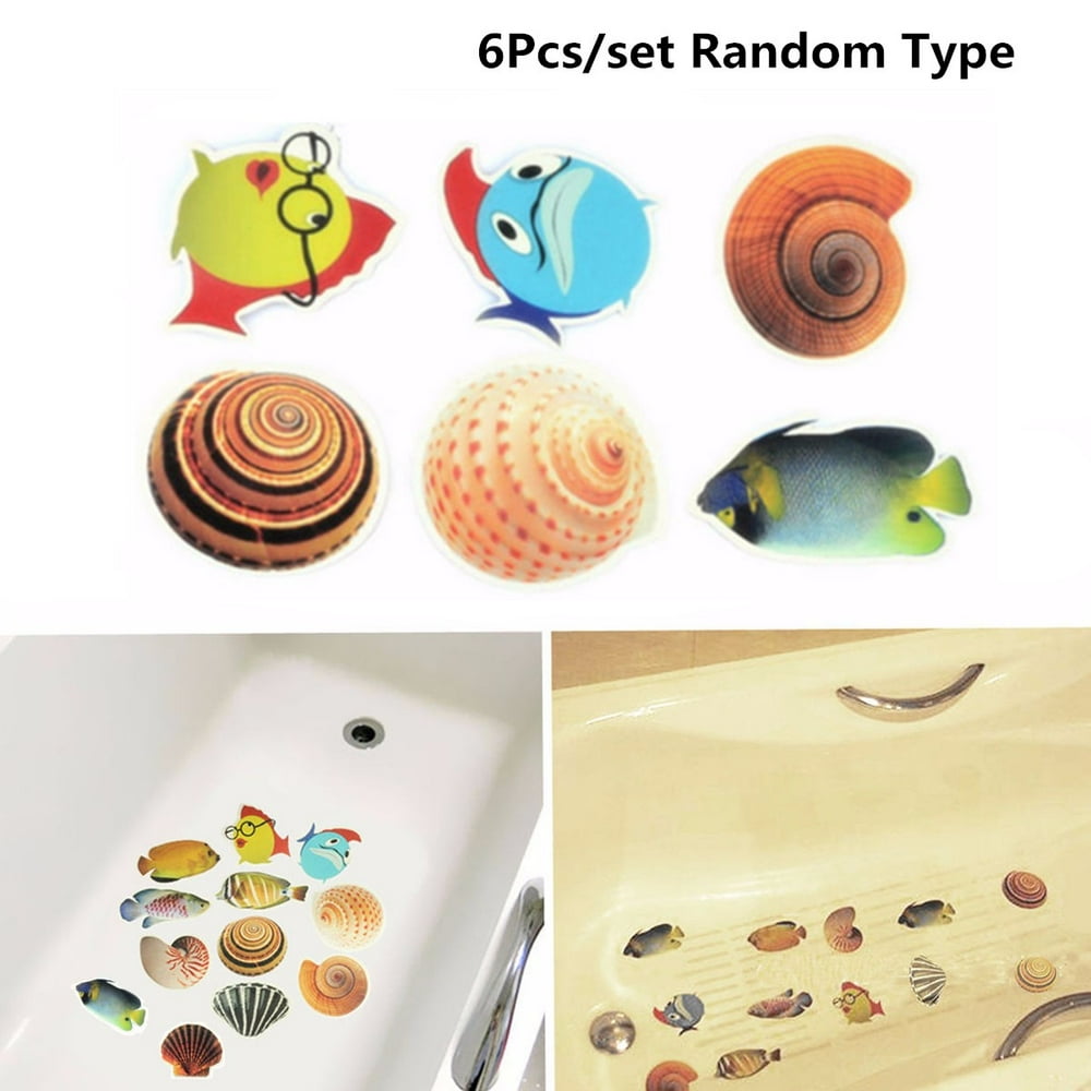 6Pcs/Set Bathtub Sticker Sea Fish Conch Bath Tub Satety Sticker Non