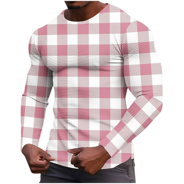 WRKEKC Chemises à Manches Longues pour Hommes Couleur Unie Bloquée Décontractée Ample Élastique Gym Loungewear Texturé Col Rond pour Usage Quotidien et Entraînement Physique