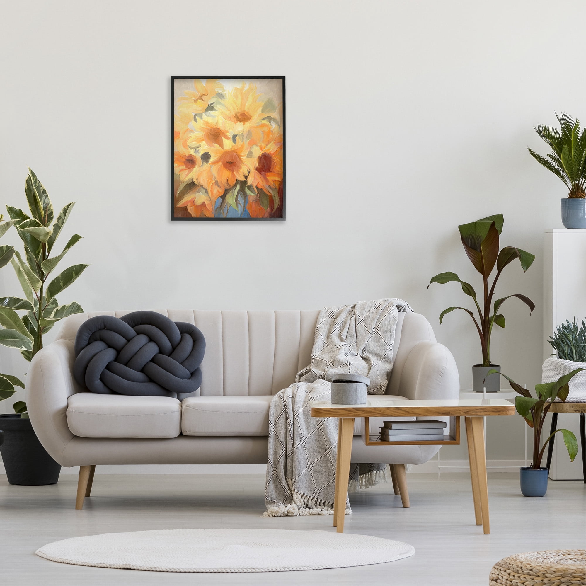 Stupell Industries Traditional Yellow Blooms Botanical & Floral Painting Black Framed Art Print Wall Art, 24 x 30