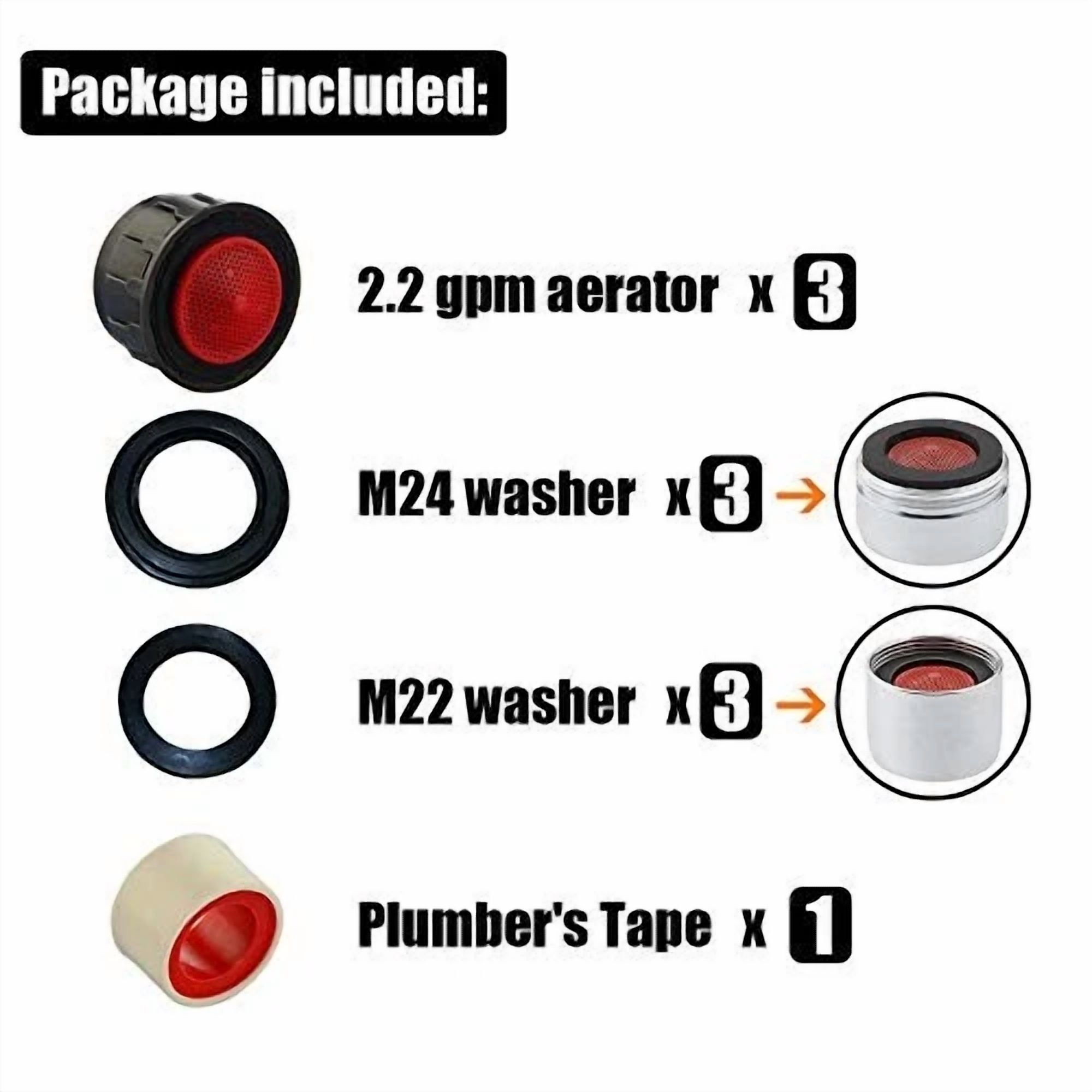 CIRCLE- Jqk Faucet Areator, 2.2 Gpm Flow Retrictor Insert Faucet Aerators Replacement