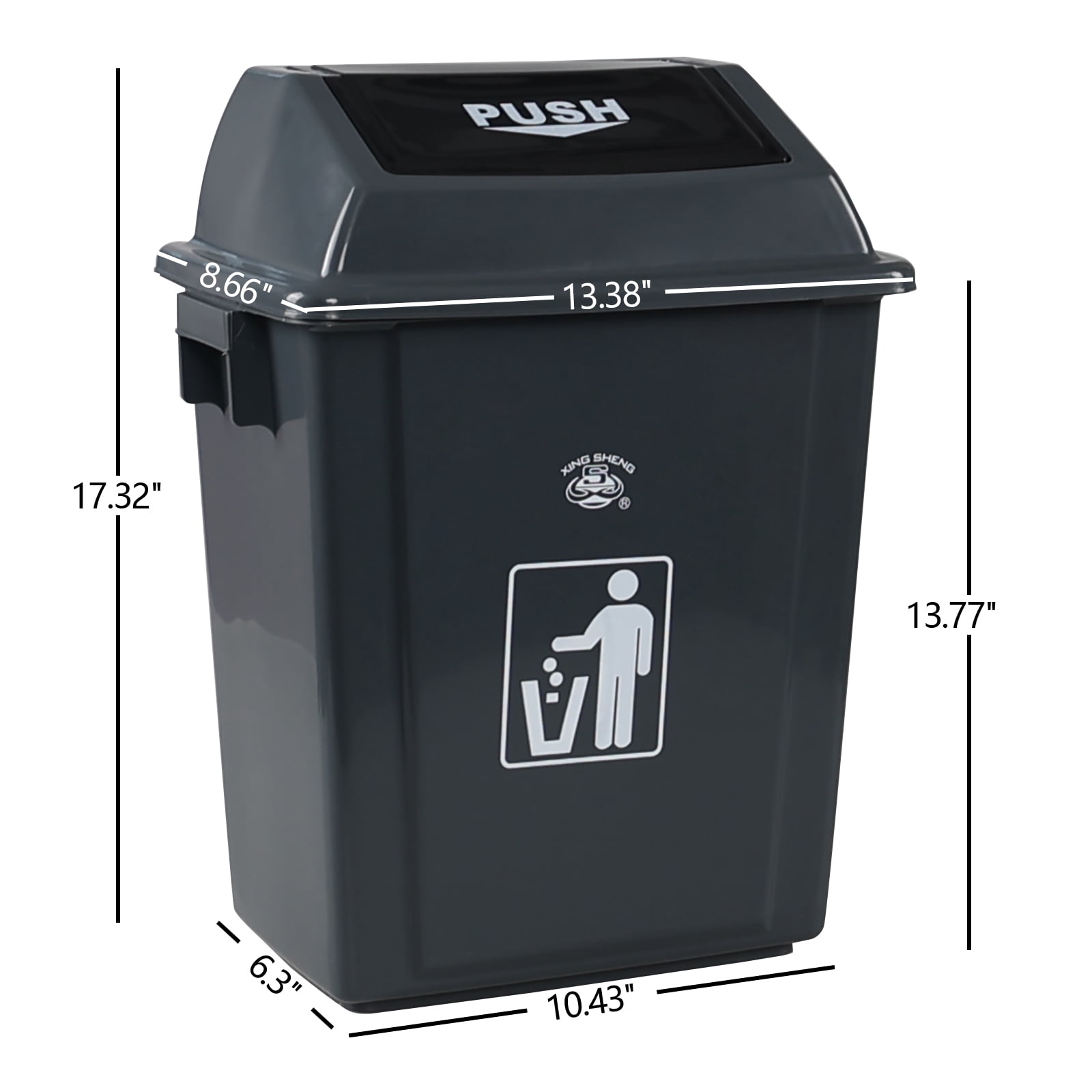 Xeabia 6 Gallon Plastic Swing Lid Trash Can, Plastic Garbage Can with Lid, 4 Packs