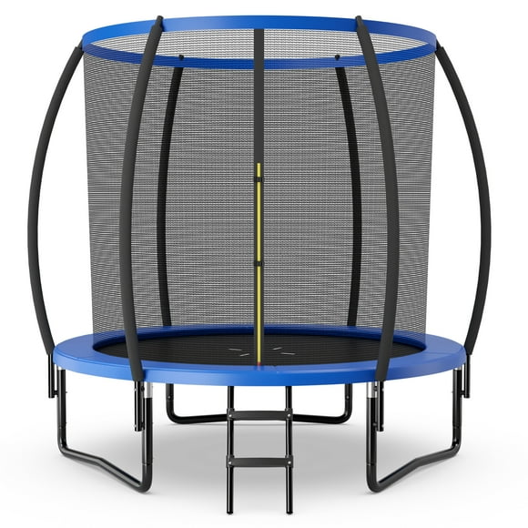 Gymax 8FT Recreational Trampoline w/ Ladder Enclosure Net Safety Pad Outdoor Blue