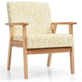 thumbnail image 1 of Costway Modern Accent Armchair Upholstered Lounge Chair w/Rubber Wood Leg Yellow Floral, 1 of 10
