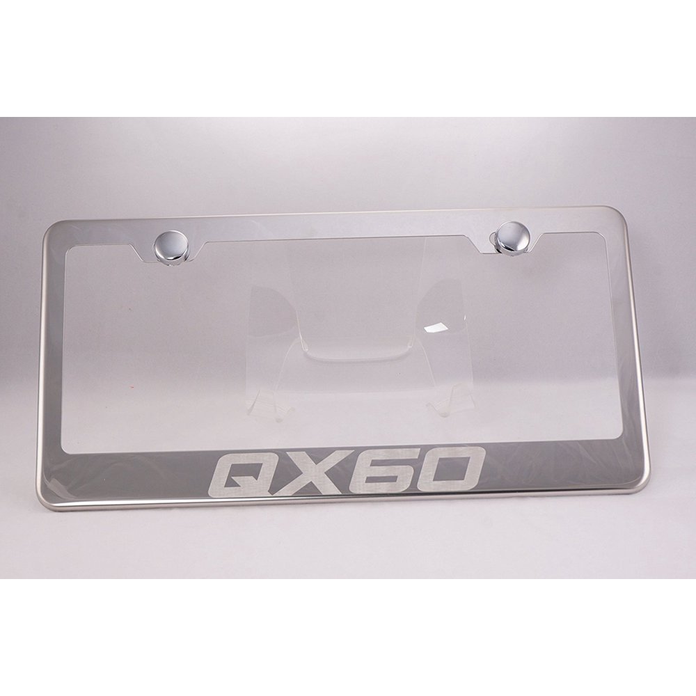 Infiniti QX60 Laser Engraved Chrome License Plate Frame with Caps, By