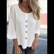 thumbnail image 4 of Blusas de para Mujer, Cuello en V, Mangas 3/4, Abotonadas, Sueltas, Informales, Lisas, Tipo Túnica. 5XL, 4 of 6