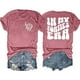 thumbnail image 4 of Camiseta con doble estampado de letras para mujer: manga corta, diseño reversible, suave y cómoda, top informal y versátil para el verano, 4 of 4