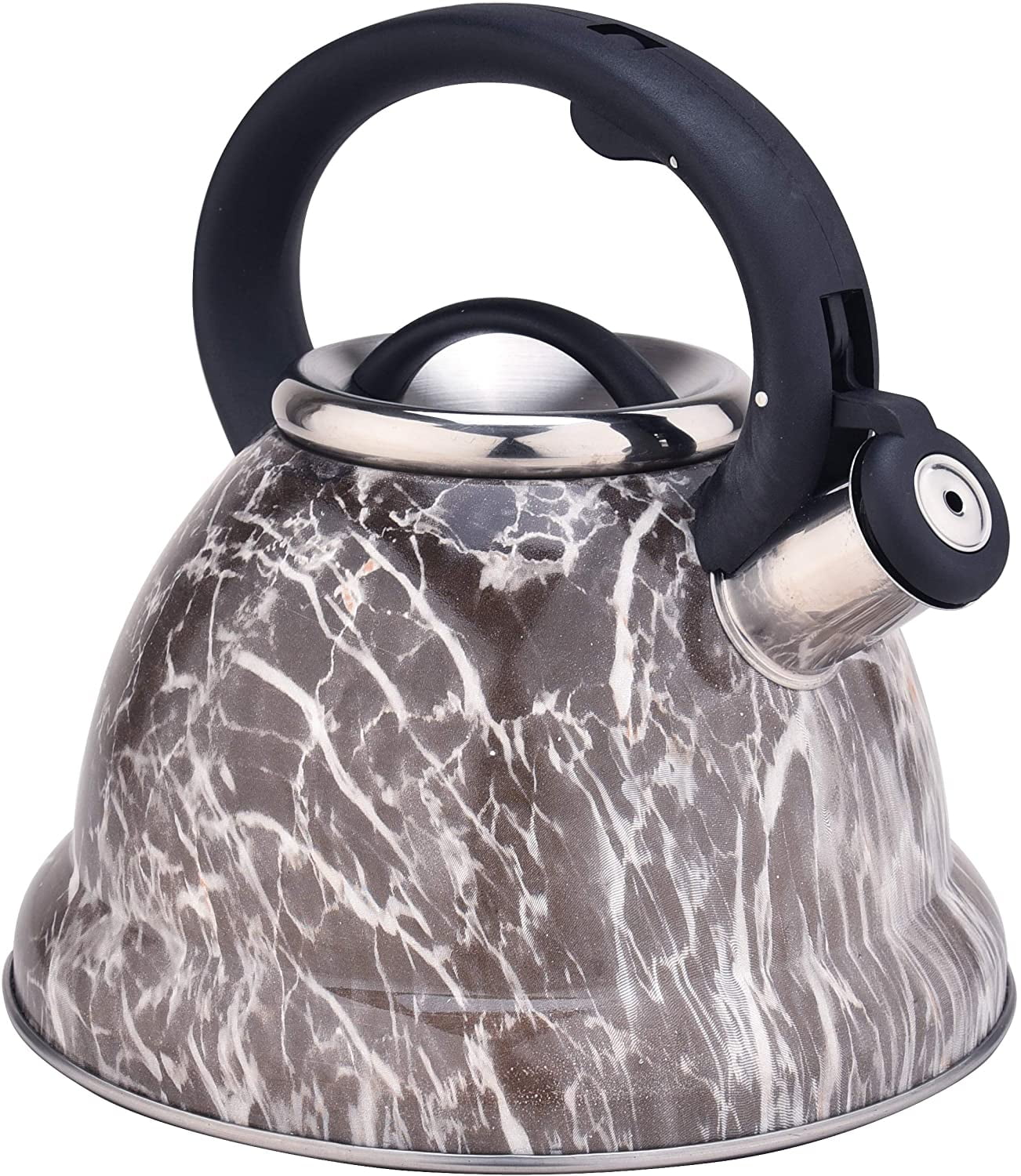 VOCHE® 3.0L METALLIC CREAM STAINLESS STEEL WHISTLING KETTLE GAS & ELECTRIC HOBS 
