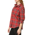 thumbnail image 4 of Allegra K Women's Plaid Shirts Button Down Long Sleeve Pockets Oversized Tunics Blouse, 4 of 6