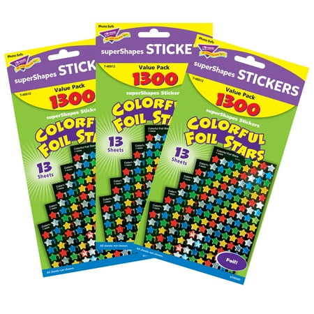 UPC: 0194629031740 | TREND Colorful Foil Stars superShapes Value Pack 1300 Per Pack 3 Packs