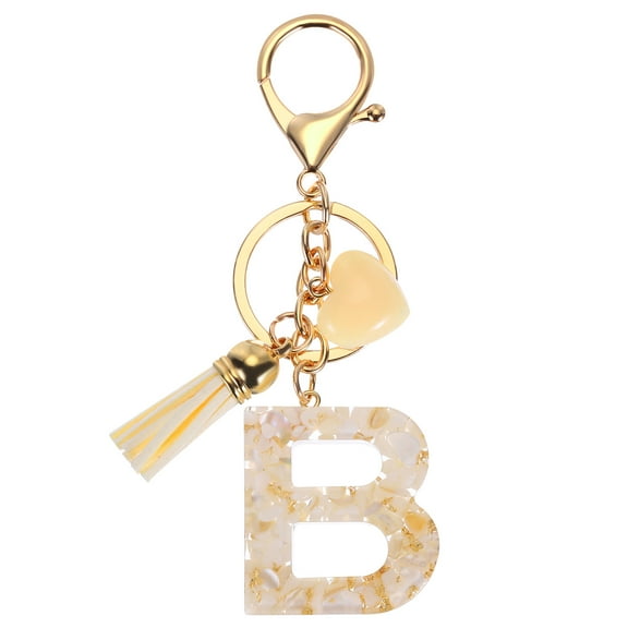 Uxcell Alphabet Initial Letter Keychain Resin Cute Keychains with Tassel Heart Letter B Pendant Charm