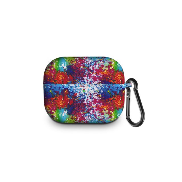 Bluetooth Earphone Protective Case Storage Box for Air-Pods Pro with Carabiner-Oil Painting