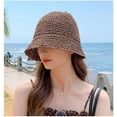 thumbnail image 4 of LinYooLi Womens Straw Sun Hat Woven Crochet Bucket Hat Fishing Hat Beach Hat Foldable Cap Solid Color Straw Summer Beach Hat, 4 of 7