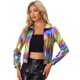 thumbnail image 1 of Chaquede chándal pamujer Chaquemetálide manlarbrillante holográficon cremalleen parte delanteMulticolor XS, 1 of 6