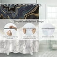 thumbnail image 2 of Extra Long Marble Bathroom Shower Curtain 84 Inches Length Black Gold Sand Waterproof Fabric Shower Curtains with Hooks Watercolor Abstract Shower Curtain Cloth 72x84 inches, 2 of 6