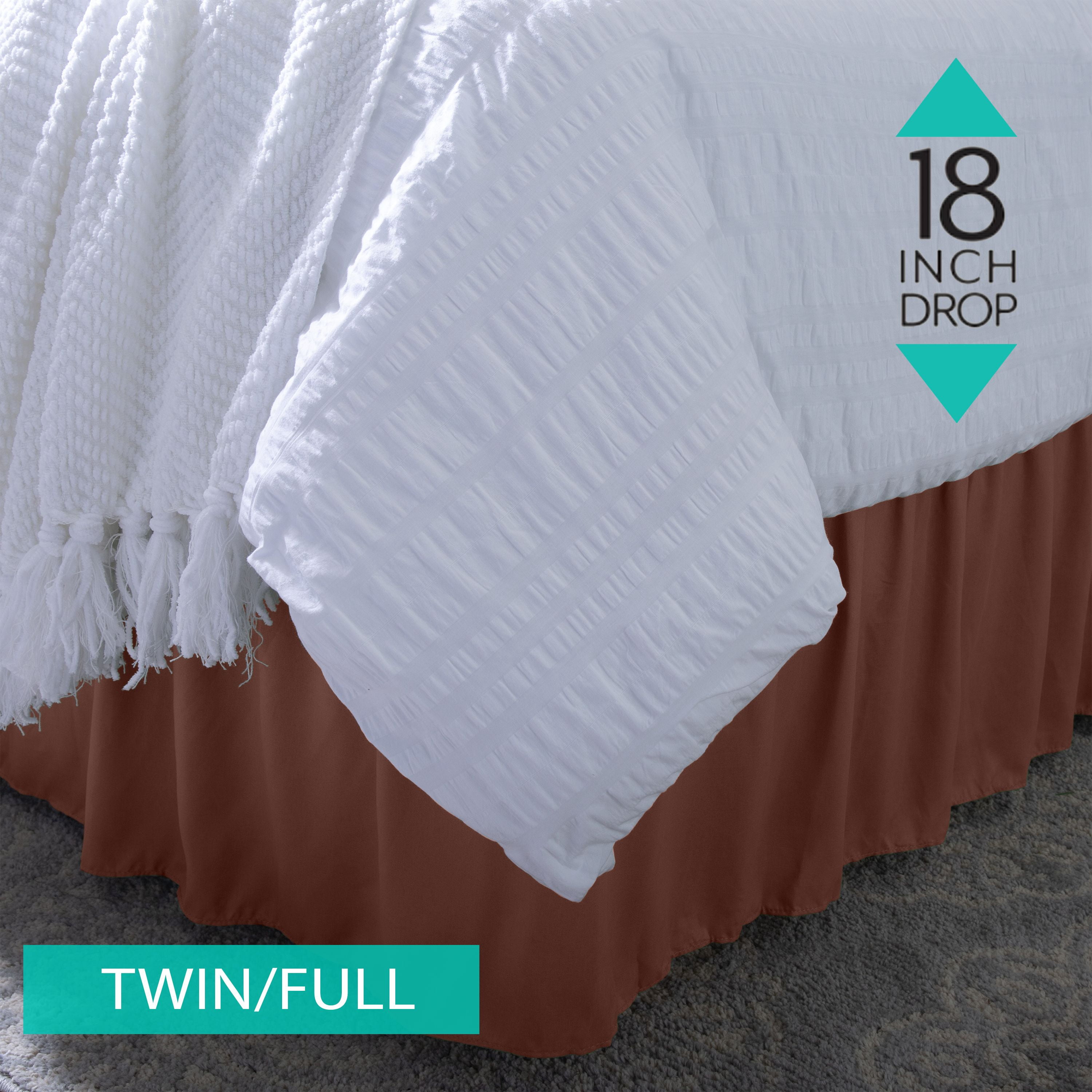 Home Details 18" Drop Wrap Around Bed Ruffle Twin/Full in Chocolate