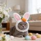 thumbnail image 5 of Set de disfraces para mascotas de Pascua: conejito con flor de zanahoria y gorro con cinta para la cabeza 7pc – accesorios ajustables de cuello de poliéster para gatos, perros, gansos, fotos festivas, 5 of 6