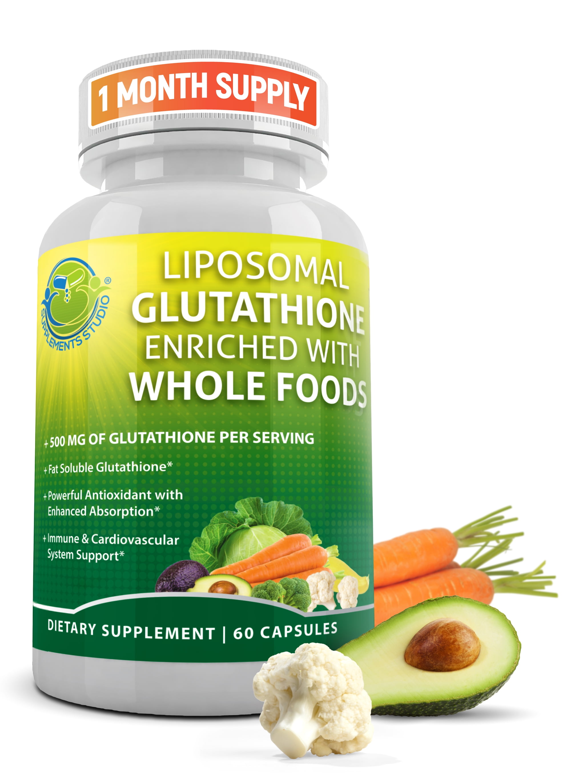 Supplements Studio Liposomal Glutathione 500mg, with Whole Foods