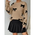 thumbnail image 3 of Women'S Elegant Knit Pullover Sweater, Cute Crew Neck Long Sleeve Top with Butterfly Pattern, Regular Fit Polyester Knit Fabric for Fall/Winter, 3 of 4