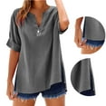 thumbnail image 5 of AKEGAMN Women's Loose Stand Collar Solid Color Casual Long Sleeve Shirt, Gray S-5XL, 5 of 9