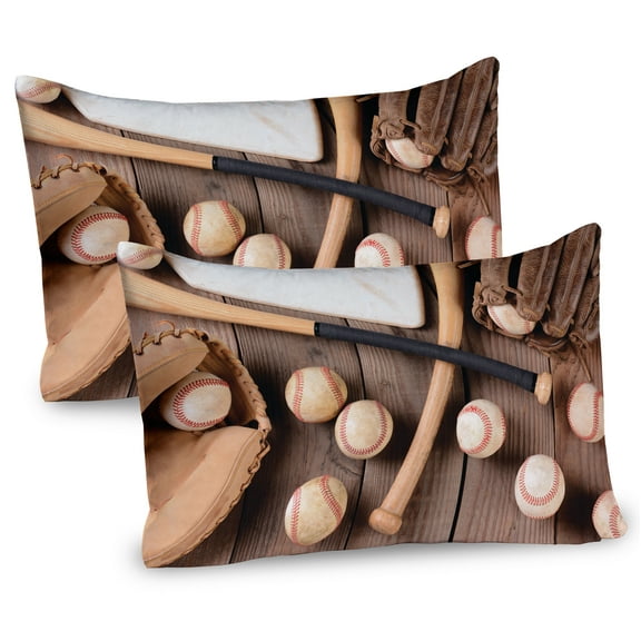Ambesonne Baseball Pillow Sham 2 Pack, Rustic Style Sports Themed, 36"x20", Brown and Pale Brown