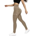 thumbnail image 2 of VBVC Women's High Waist Denim Look Yoga Leggings,Tummy Control Butt Lifting Workout Trousers For Women,Ladies Slim Stretchy Cargo Pants with Pockets,Khaki,S-2XL, 2 of 10
