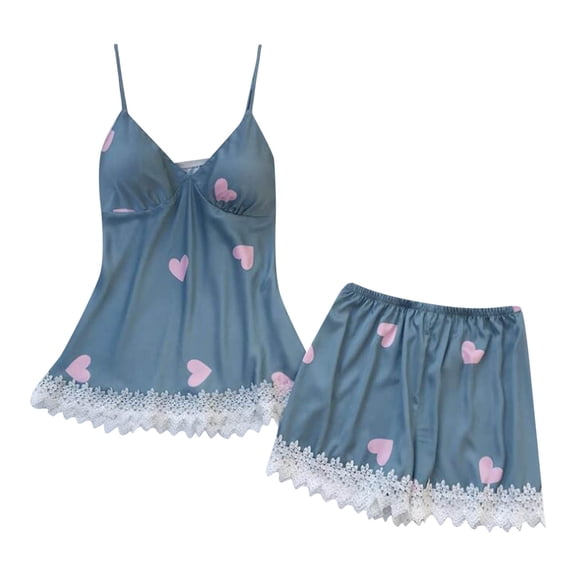 Sngxgn Womens Button up Pajamas Set Short Sleeve Sleepwear Soft Pj Lounge Sets(Blue,S)