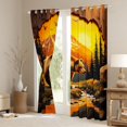 thumbnail image 3 of Manfei Sunset Mountain Kitchen Curtains,Safari Bear Black Out Curtains Pack of 2 (42x63 Each),Golden, 3 of 7