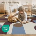 thumbnail image 4 of ODIKA 8'x10' Washable Area Rug Durable, Non-Slip Brown Blue Geometric Abstract Design Elegant Interplay of Circles and Rectangles for Living Room, Under Sectional, Family, 4 of 7
