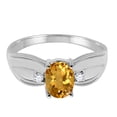 thumbnail image 2 of Mauli Jewels Engagement Rings for Women 0.9 Carat Oval Citrine and Diamond Ring 4-Prong 10K White Gold, 2 of 6