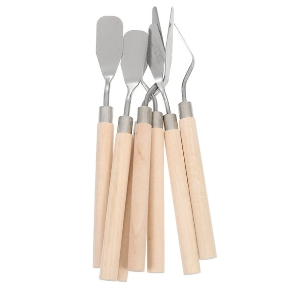 7Pcs Professional Oil Painting Scraper Wooden Handle Paint Spatula Painting Accessories