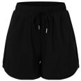 thumbnail image 6 of Costeam Womens Contrast Color Trim Dolphin Hem Running Shorts Deep Side Inset Hand Pockets Adjustable Drawstring Elastic High Waist Quick Dry Casual Workout Athletic Lounge Short Bottoms, 6 of 8