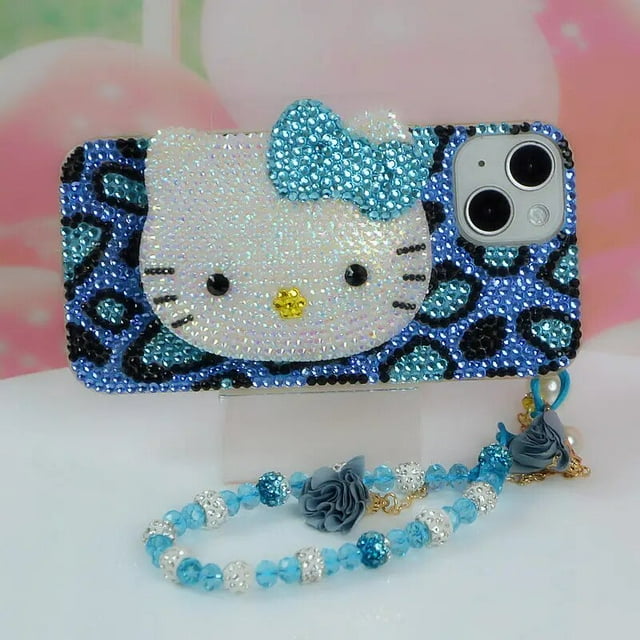Hello Kitty Rhinestone Phone Case with Makeup Mirror iPhone 7 Plus Jewelry 11 12 13 14 Pro Max Xs Makeup 15 RJ