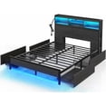 thumbnail image 1 of Rolanstar Queen Bed Frame with Storage Headboard, Metal Platform Charging Station, LED 4 Drawers, Bookcase Storage My Lux Decor Round, 1 of 5