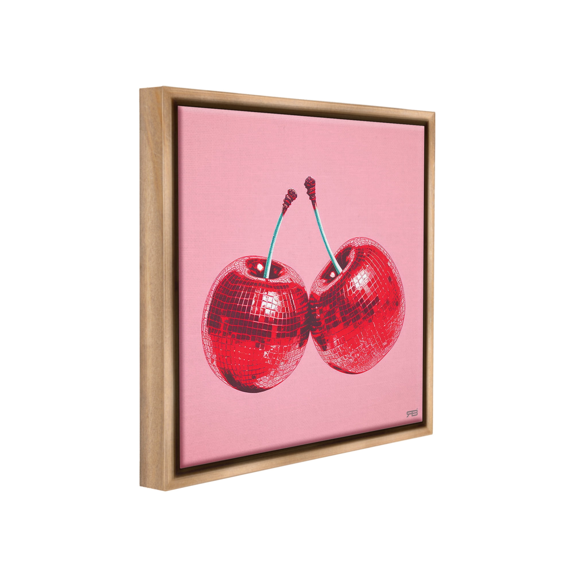 Stupell Industries Red Patterned Cherries Food & Beverage Painting Brown Floater Framed Canvas Art Print Wall Art, 18 x 18