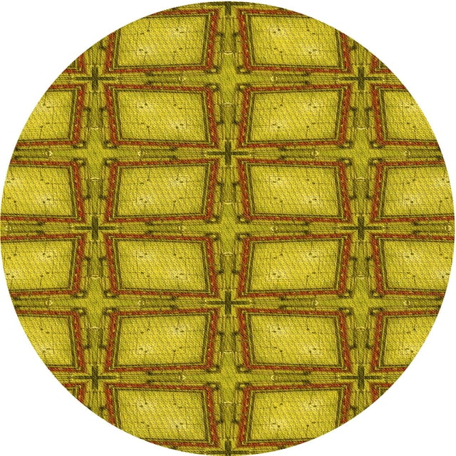 Ahgly Tapis Rond Lavable en Machine Intérieur Transitionnel Bisque Foncé Marron, 7 Pieds Rond