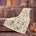 thumbnail image 6 of Woodland Songbird Botanical Watercolor, Peaceful Woodland Scene, Warm Flannel Blanket for Cabin and Lodge, Garden Lovers Housewarming Gift, Botanical Home Decor, 6 of 9