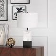 thumbnail image 2 of Evelyn&Zoe Lena 21.5" Tall Table Lamp with Fabric Shade in Marble/Blackened Bronze/White Table Lamp Blackened Bronze 21" Tall, 2 of 10