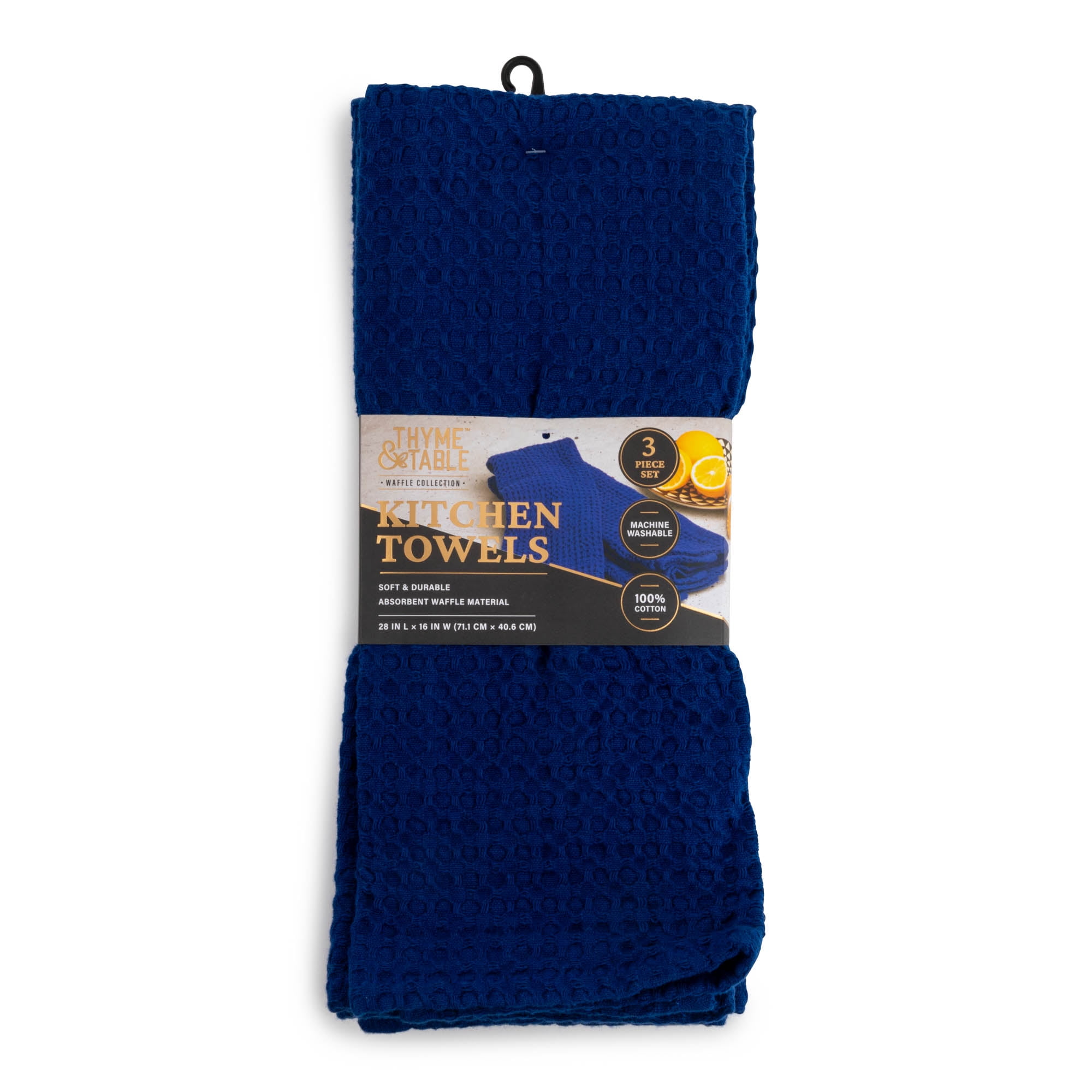 THYME & SAGE KITCHEN TOWELS (4) BLUES GREEN WAFFLE TURKISH COTTON 16 X  26 NWT