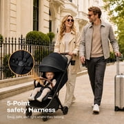 HARPPA Lightweight Travel Stroller for Toddler, One-Hand Fold & Self-Standing, 15.4 lbs, Black