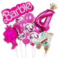 thumbnail image 5 of Juego de 15 globos de tacón alto con temática de muñeca Barbie rosa para niñas Barbie de 1 a 9 años, suministros de decoración para fiestas de cumpleaños con globos de aluminio digitales, 5 of 5
