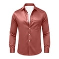 thumbnail image 4 of Kezqiaxn Long Sleeve Shirts for Men Fall Satin Collared Business Button Up Shirt with Pocket Plus Size Fashion Clothing, 4 of 5