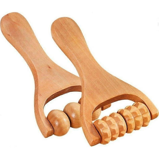 2PCS Wooden Massage Rollers Wood Therapy Massage Tools Neck Roller Massager Wooden Trigger Point Roller Massager Face Massage Roller Muscle Rolle