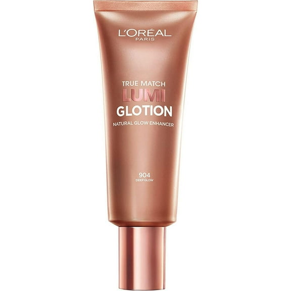 L’Oréal Paris True Match Lumi Glotion, Illuminateur, Sublimateur d'éclat naturel pour le visage et le corps, Teinte diaphane, Offre un éclat ensoleillé, 904 Foncé, 40 ml