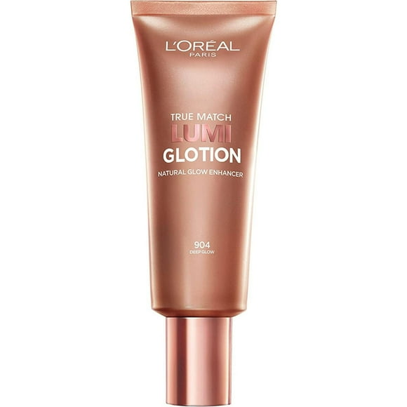 L’Oréal Paris True Match Lumi Glotion, Illuminateur, Sublimateur d'éclat naturel pour le visage et le corps, Teinte diaphane, Offre un éclat ensoleillé, 904 Foncé, 40 ml