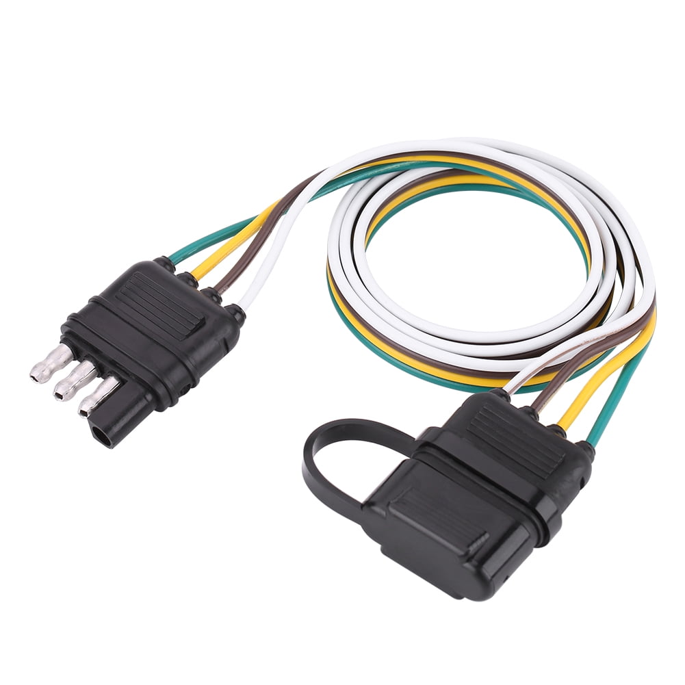 6-24V 4 Pin Trailer Plug Flat Trailer Plug Socket Wiring Connector Adapter Fit for Caravan Towbar Towing