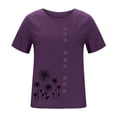 thumbnail image 4 of Zpanxa Summer Tops for Women, Women Short Sleeve Casual Round Neck Printed Loose Button Tunic Shirt Blouse Tops Purple A XL, 4 of 5