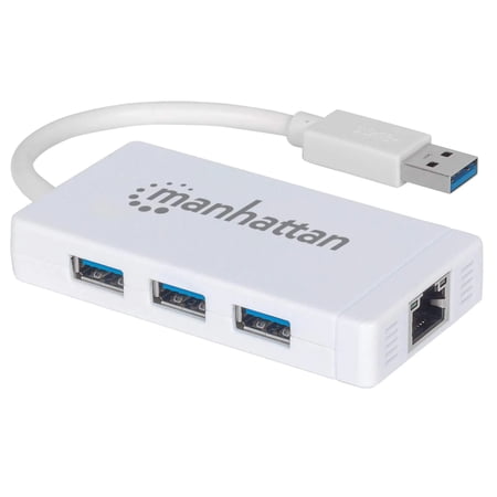 UPC: 0766623507578 | Manhattan 3-Port USB 3.0 Hub with Gigabit Ethernet Adapter