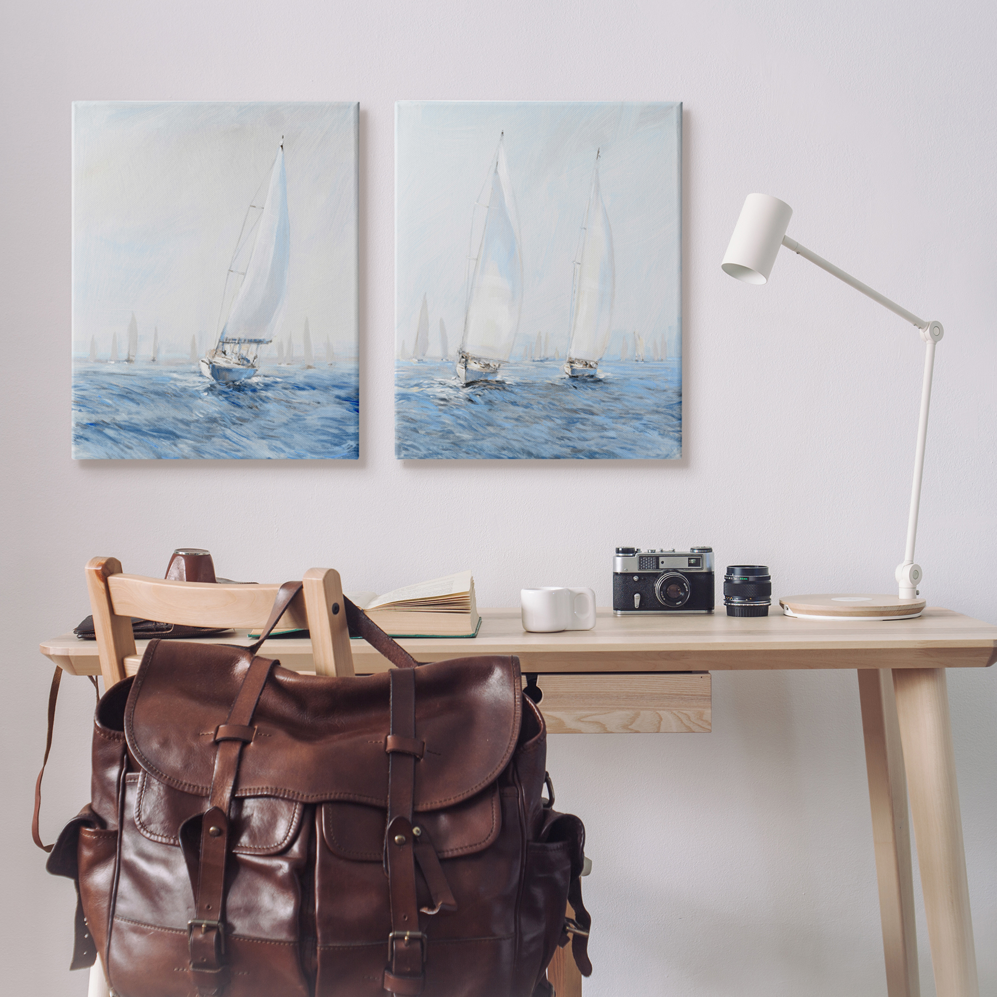 Stupell Industries Serene Sailboats Floating Cloudy Sea Sky Painting, 24 x 30, Design by Tim OToole